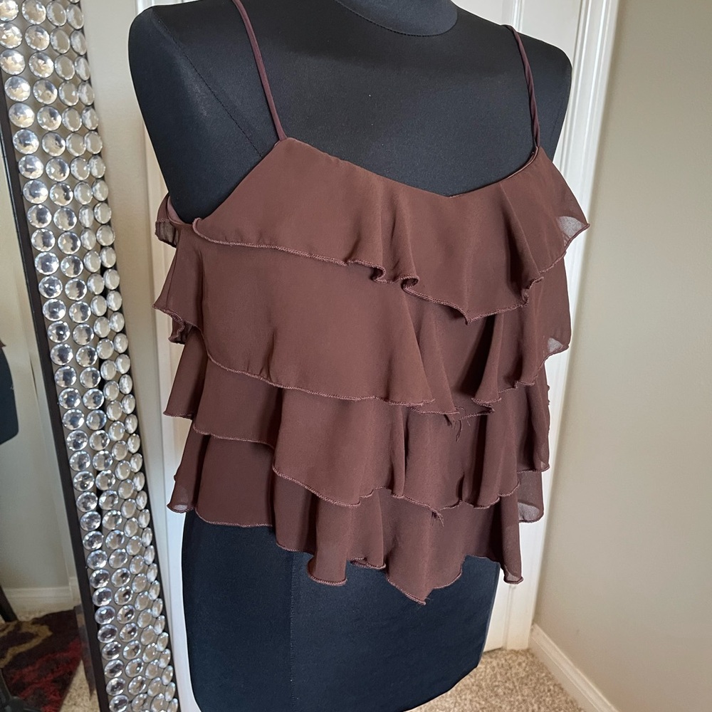 Brown ruffle Top